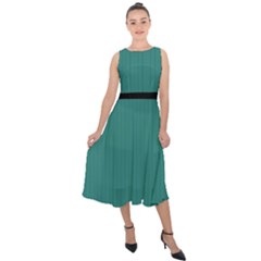 Celadon Green - Midi Tie-back Chiffon Dress by FashionLane