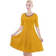 Chinese Yellow - Quarter Sleeve A-line Dress by FashionLane