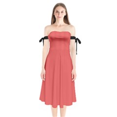 Valentine Red - Shoulder Tie Bardot Midi Dress by FashionLane