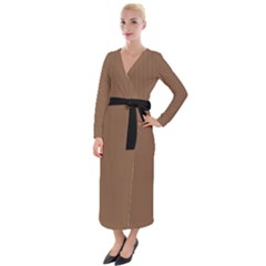 Brown Bear - Velvet Maxi Wrap Dress by FashionLane