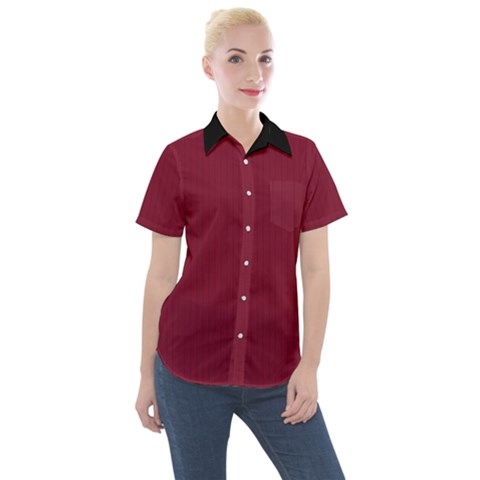 Rhubarb Red - Women s Short Sleeve Pocket Shirt by FashionLane