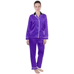 Just Purple - Satin Long Sleeve Pajamas Set by FashionLane