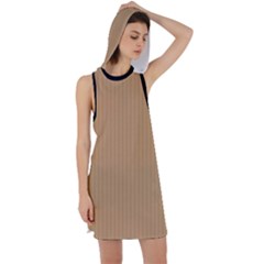 Pale Brown - Racer Back Hoodie Dress by FashionLane