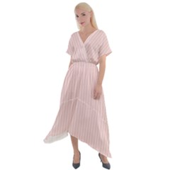 Pale Pink - Cross Front Sharkbite Hem Maxi Dress by FashionLane