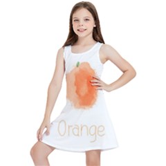 Orange Fruit Watercolor Painted Kids  Lightweight Sleeveless Dress by Mariart