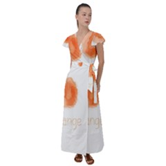 Orange Fruit Watercolor Painted Flutter Sleeve Maxi Dress by Mariart