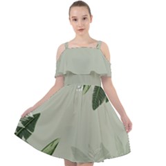 Banana Pattern Plant Cut Out Shoulders Chiffon Dress by Mariart