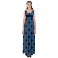 Large Black Polka Dots On Aegean Blue - Empire Waist Maxi Dress by FashionLane