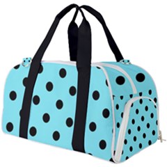 Large Black Polka Dots On Arctic Blue - Burner Gym Duffel Bag by FashionLane