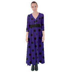 Large Black Polka Dots On Berry Blue - Button Up Maxi Dress by FashionLane