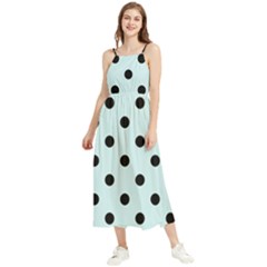 Large Black Polka Dots On Pale Blue - Boho Sleeveless Summer Dress by FashionLane