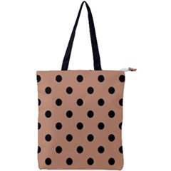 Large Black Polka Dots On Antique Brass Brown - Double Zip Up Tote Bag by FashionLane