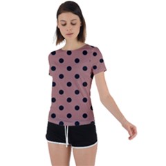 Large Black Polka Dots On Blast-off Bronze - Back Circle Cutout Sports Tee by FashionLane