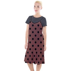 Large Black Polka Dots On Bole Brown - Camis Fishtail Dress by FashionLane