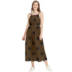 Large Black Polka Dots On Brunette Brown - Boho Sleeveless Summer Dress by FashionLane