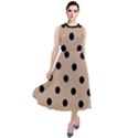 Large Black Polka Dots On Toasted Almond Brown - Round Neck Boho Dress View1