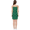 Large Black Polka Dots On Cadmium Green - Summer Tie Front Dress View2