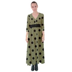 Large Black Polka Dots On Calliste Green - Button Up Maxi Dress by FashionLane