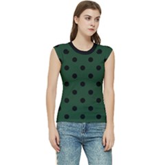 Large Black Polka Dots On Eden Green - Women s Raglan Cap Sleeve Tee by FashionLane