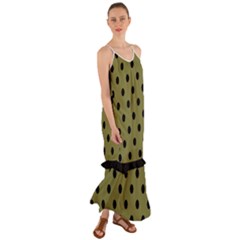 Large Black Polka Dots On Woodbine Green - Cami Maxi Ruffle Chiffon Dress by FashionLane