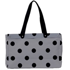 Large Black Polka Dots On Chalice Silver Grey - Canvas Work Bag by FashionLane