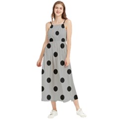 Large Black Polka Dots On Chalice Silver Grey - Boho Sleeveless Summer Dress by FashionLane