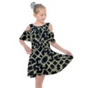 Dark Interlace Motif Mosaic Pattern Kids  Shoulder Cutout Chiffon Dress View1