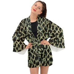 Dark Interlace Motif Mosaic Pattern Long Sleeve Kimono by dflcprintsclothing