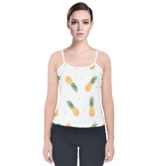 Pineapple Pattern Velvet Spaghetti Strap Top by goljakoff