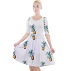 Tropical Pineapples Quarter Sleeve A-line Dress by goljakoff