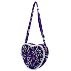 Floral Blue Pattern Heart Shoulder Bag by MintanArt