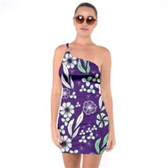 Floral Blue Pattern One Soulder Bodycon Dress by MintanArt