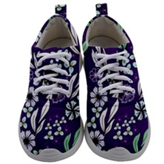 Floral Blue Pattern  Mens Athletic Shoes by MintanArt