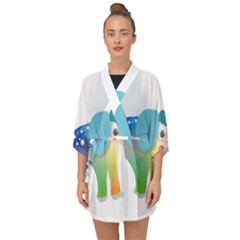 Illustrations Elephant Colorful Pachyderm Half Sleeve Chiffon Kimono by HermanTelo