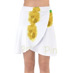 Pineapple Fruit Watercolor Painted Wrap Front Skirt by Mariart