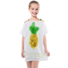 Pineapple Fruit Watercolor Painted Kids  One Piece Chiffon Dress by Mariart