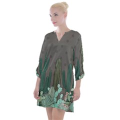 Cactus Plant Green Nature Cacti Open Neck Shift Dress by Mariart