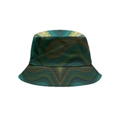 Green Golden Marble Print Inside Out Bucket Hat (kids) by designsbymallika