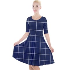 Blue Plaid Quarter Sleeve A-line Dress by goljakoff