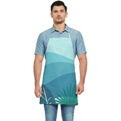 Illustration Of Palm Leaves Waves Mountain Hills Kitchen Apron by HermanTelo