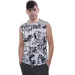 Black And White Graffiti Abstract Collage Men s Regular Tank Top by dflcprintsclothing