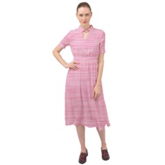 Pink Knitting Keyhole Neckline Chiffon Dress by goljakoff