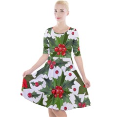 Christmas Berries Quarter Sleeve A-line Dress by goljakoff