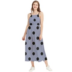 Large Black Polka Dots On Cool Grey - Boho Sleeveless Summer Dress by FashionLane