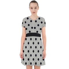 Large Black Polka Dots On Silver Cloud Grey - Adorable In Chiffon Dress by FashionLane