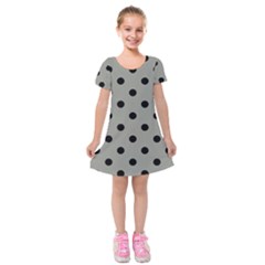 Large Black Polka Dots On Trout Grey - Short Sleeve Velvet Dress by FashionLane