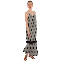 Large Black Polka Dots On Trout Grey - Cami Maxi Ruffle Chiffon Dress by FashionLane