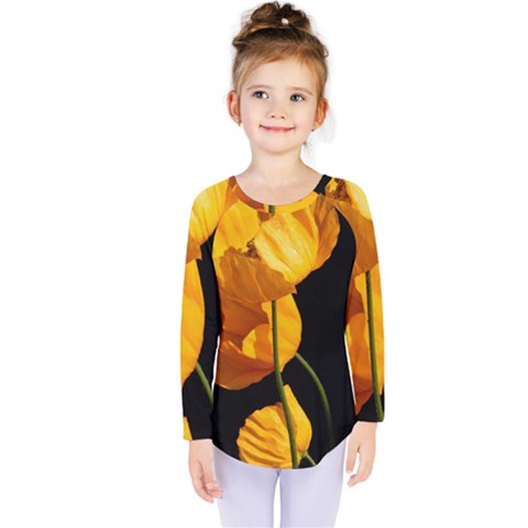 Yellow Poppies Kids  Long Sleeve Tee by Audy