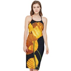 Yellow Poppies Bodycon Cross Back Summer Dress by Audy