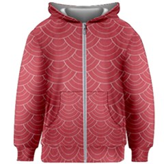 Red Sashiko Kids  Zipper Hoodie Without Drawstring by goljakoff